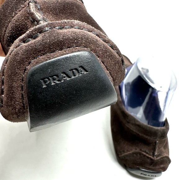 Prada Suede Leather Driving Loafers Moccasins Brown Size 37 - Picture 5 of 8